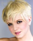 Pixie haircut with short graduated layering