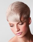 Short graduated pixie crop with sweeping bangs