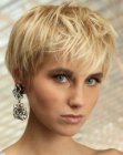 Fashionable short hairstyle with the ears barely covered