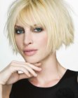 Classic blonde bob with texture and styling for volume