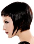 Short bob with longer pieces at the sides and short point cut bangs