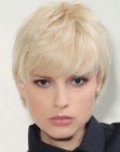 Easy to maintain short hairstyle with layers and deep bangs