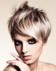 Short blonde hair with a smooth shape