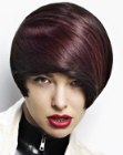 Slick styling for short dark purple hair