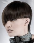 Short haircut with a long textured neck section