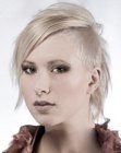 Punk inspired hairstyle with a buzz cut side