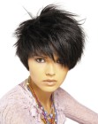 Short hairstyle with the hair styled for a shaken look
