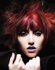 Wild hairstyle with a dramatic red color