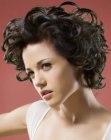 Romantic short hairstyle with large curls