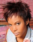 Short hair with much texture in the tips and spikes