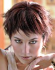 Pixie cut with texture and short jagged bangs