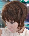 Short haircut with the hair styled close to the neck