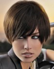 Short hairstyle with a rounded shape and a graduated back