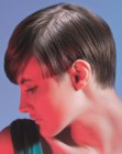 Short hairstyle with neat cutting lines and a graduated neck