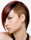 Hair with contrasting colors and a shaved side