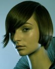 Short curved bob with feathered side bangs