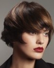Short bob with all hair styled towards the front