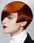 Sleek helmet shape hair with contrasting colors