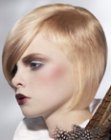 Modified bob with gentle lift on the roots and long bangs