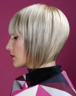 A-line bob haircut that follows the shape of the head