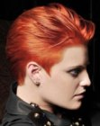 Short red hair with well-defined cutting lines