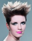 Short hairstyle with buzzed millimeter short sides for women