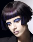 Very short bob for dark hair with streaks