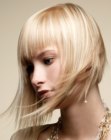 Blonde bevel cut bob with an A-line shape