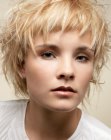 Fun short hairstyle with wild texture and short bangs