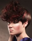 Short hair with sweeping curls and high volume