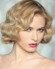 Blonde bob with large 1930s vintage waves