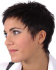 Low maintenance hairstyle with very short buzzed hair for women