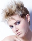 Super short women's haircut with a cropped neck section