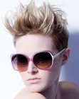Glamour styling with slicked back sides for short hair