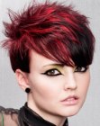 Daring short haircut with contrasting hair colors