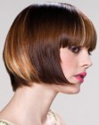 Back-angled razor-cut bob that frames the head