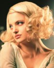 Vintage 1920s or 1930s hairstyle with up-turned curls