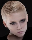 Very short hair with gel styling for women