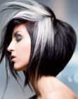 Black hair with white highlights