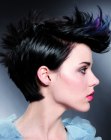 Short hairstyle with sleek sides and punk elements