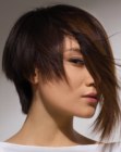 Asymmetrical bob with a soft neckline