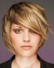 Short hairstyle with layers and a round shape