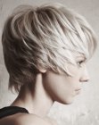 Young short haircut with layered and textured hair