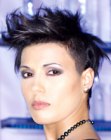 Female power look with buzzed sides and longer top hair