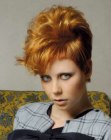 Flamboyant pixie cut with much volume in the crown