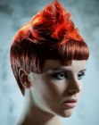 Extravagant short hairstyle for flaming red hair