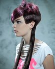 Unique hairstyle with different lengths and hair colors