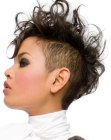 Mohawk style with very short shaven sides for women