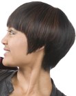 Short hair with roundness and styled to a snug fitting look