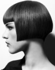 Cheekbone length bob with elements of the 1920s flapper girls hairstyles